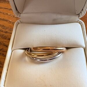 Elegant Tri-Color Rose Gold, Gold and Silver Women's Ring